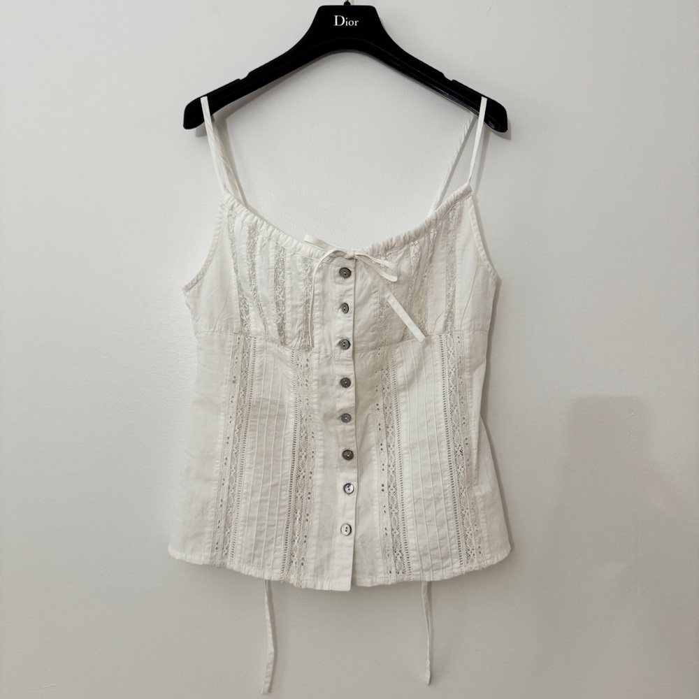 Rouje Damaris Embroidered Lace Eyelet Cotton Strap Top FR36